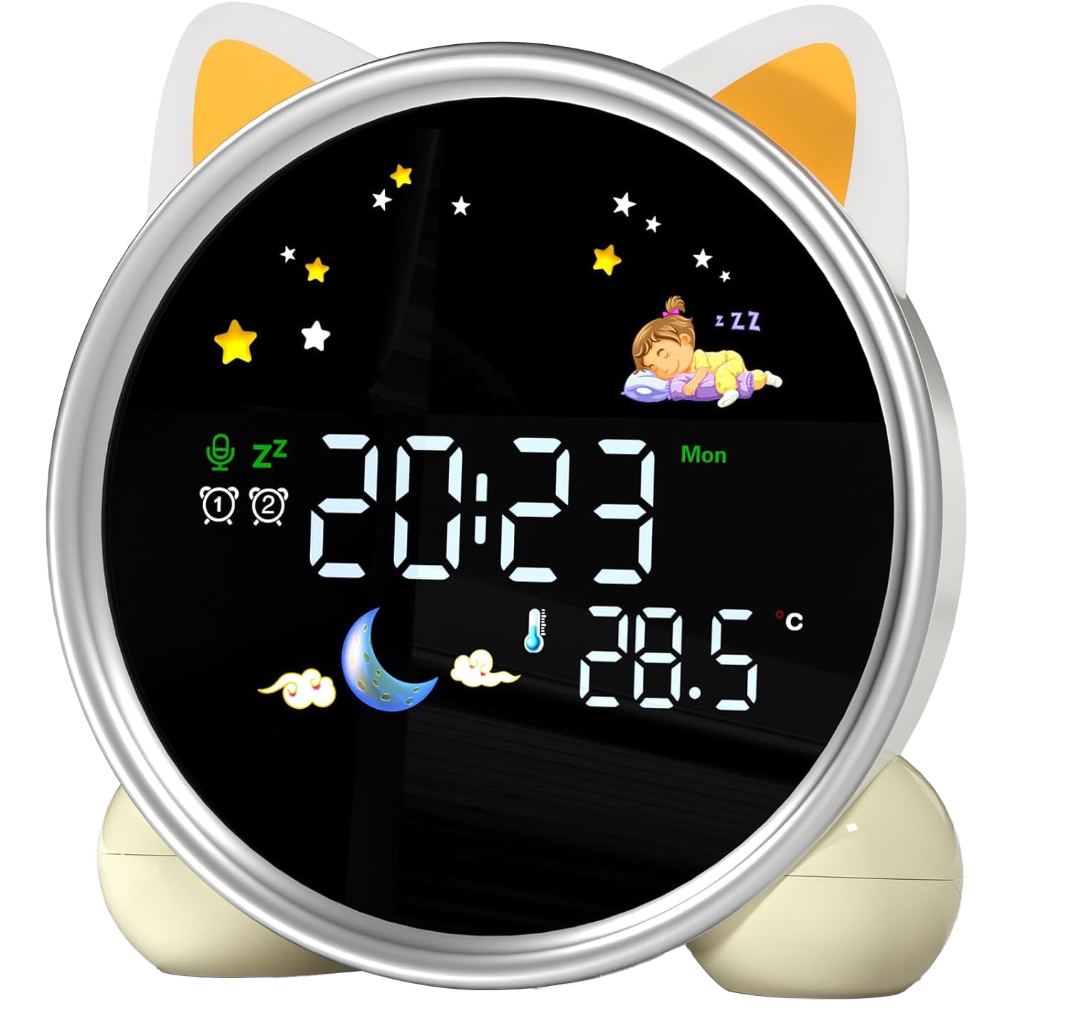 ANALOI Reloj despertador para niños, reloj OK to Wake para niños, reloj para permanecer en la cama y entrenamiento de sueño, temporizador de siesta, detección de temperatura, bonita decoración de