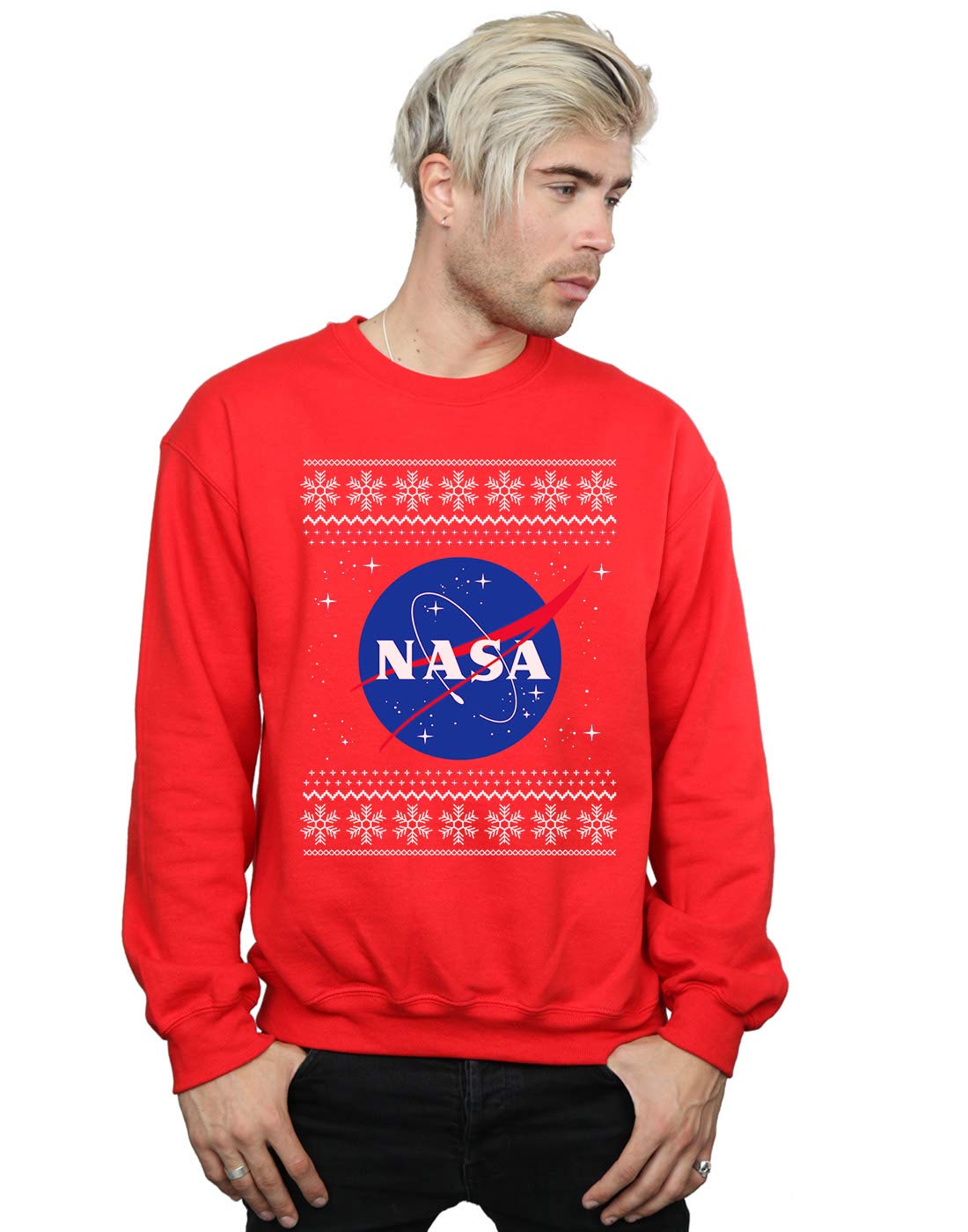 Absolute Cult NASA Men's Classic Fair Isle Sweatshirt Red XXXXX-Large