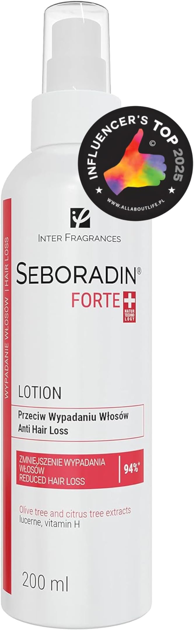 Seboradin Hair Loss and Hair Thinning Premium Lotion Treatment for Men And Women with Vitamins and Natural Extracts for Thickening and Growth Swiss Natur Technology, 200 ML