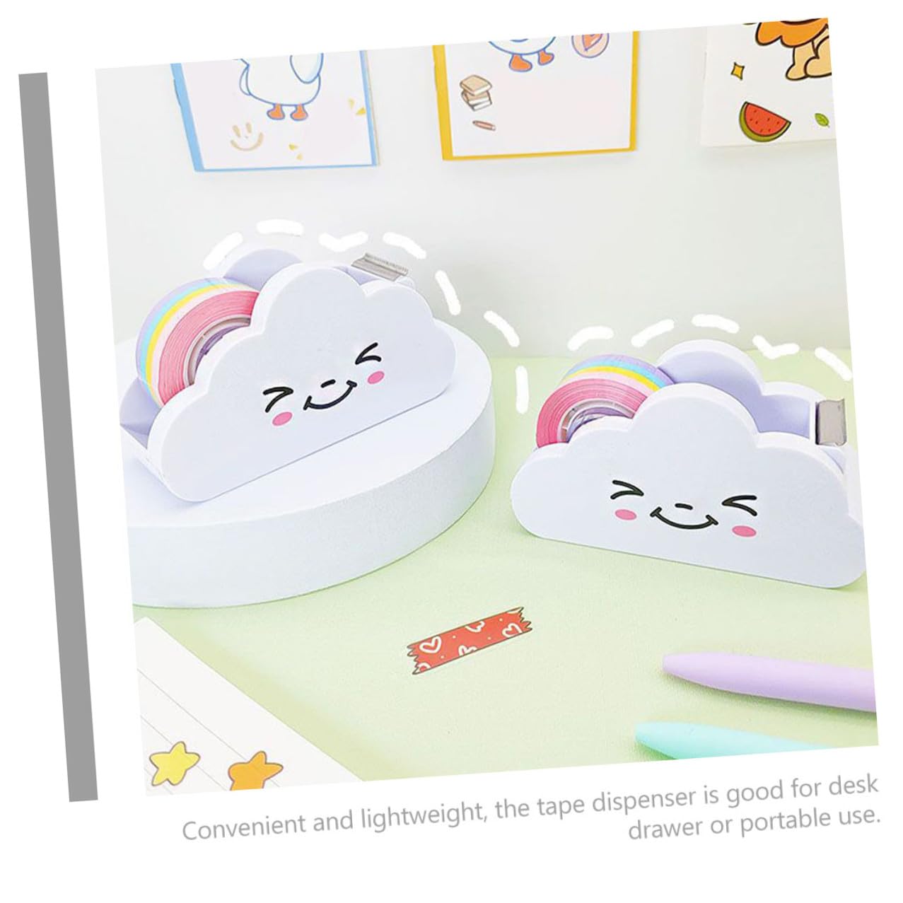 jojofuny 10 Set Dispenser Nastro Adesivo con Taglierina Plastica Resistente Supporto per Sticker e Scuola per Progetti Creativi