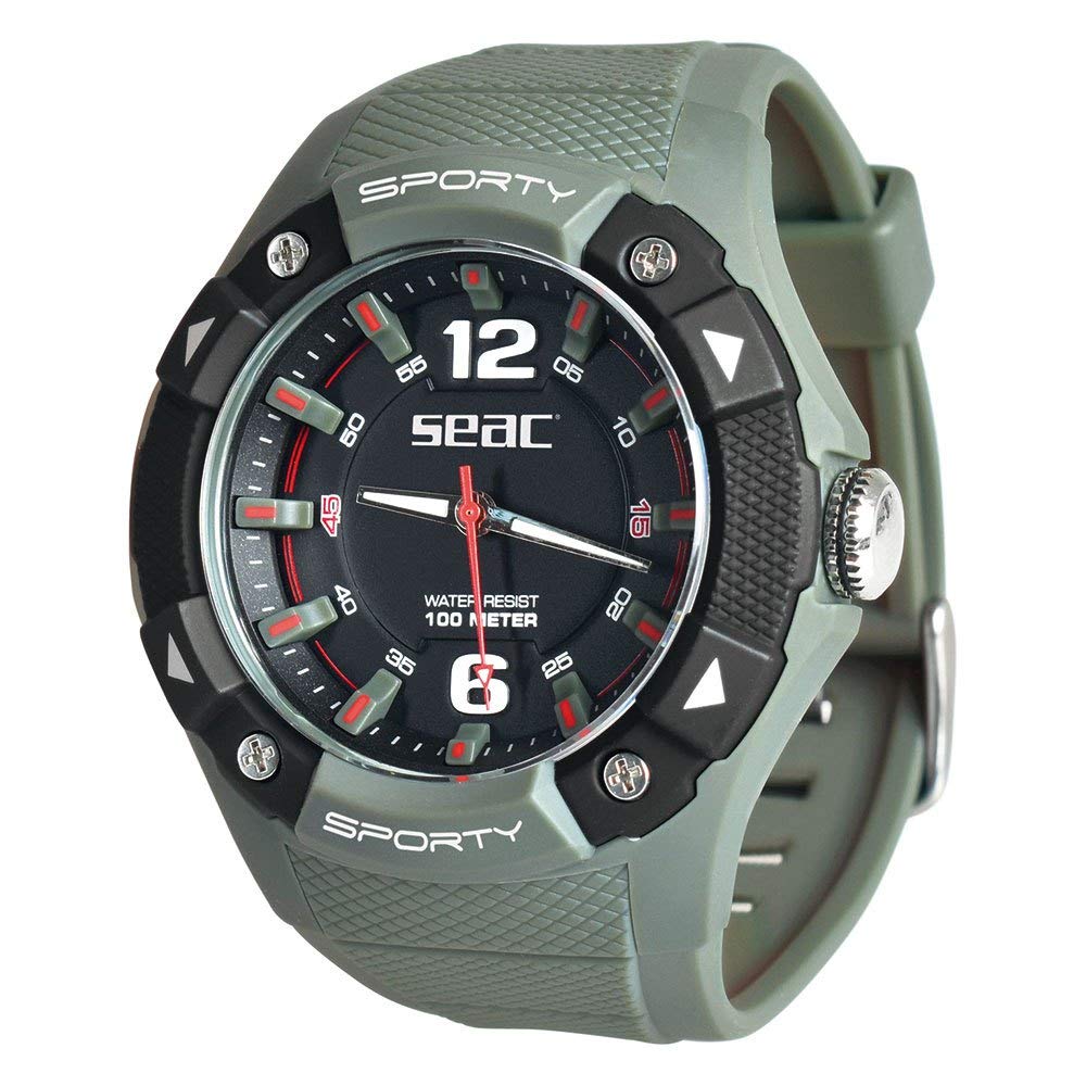 Seac Unisex Adult Sporty zegarek na rękę z gumową taśmą, wodoszczelny 100 m