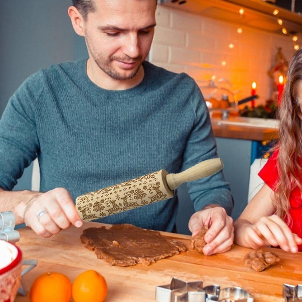 Nudelholz, Nudelhölzer, hölzernes Weihnachts-Nudelholz, Küchenwerkzeug