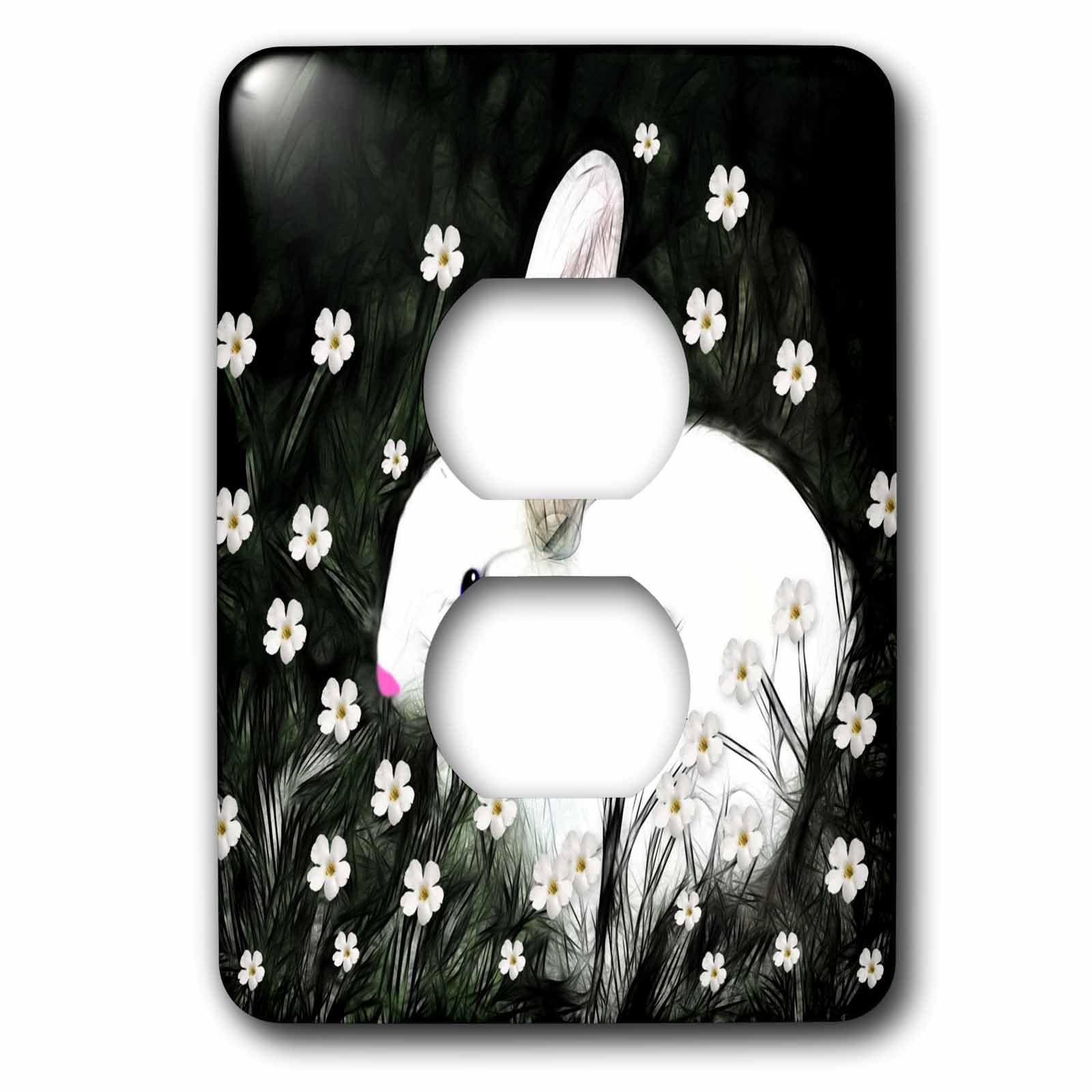 Cache-prise fleurs blanches pour 2 prises de courant dans votre salon lumineux