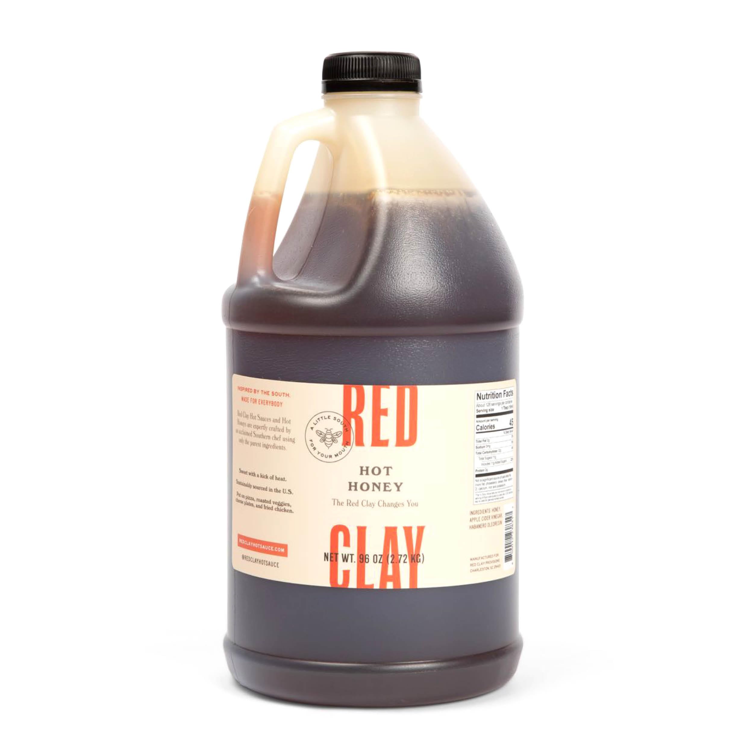 Spicy Hot Honey by Red Clay Hot Sauce, Gluten Free, Paleo Friendly, Raw Wildflower Honey, Sustainably Sourced, Unique Sweet Condiment and Marinade, Medium Heat, Made in USA, Bulk Size ½ Gallon Jug