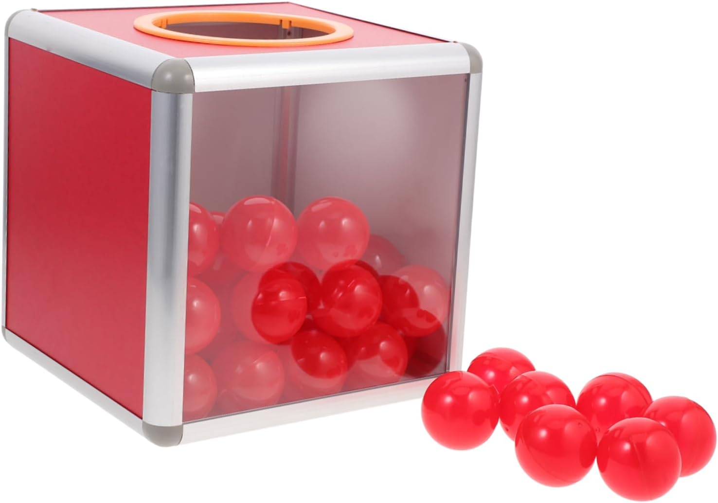 Uonlytech Multifunctional Raffle Box with Red Balls Easy to Use Donation and Drawing Box for Fundraising Events Office Storage for Annual Meetings and Parties