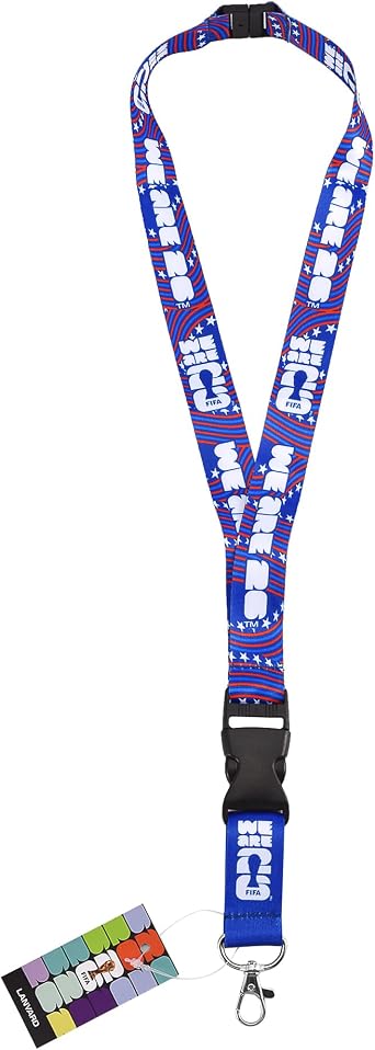 FIFA Official World Cup 2026 USA Lanyard Collectible Navy w/ Red & White Host Nation Edition Detachable Breakaway Neck Strap with Metal Clip Commemorative Soccer Fan Gear for Badges, Keys & ID