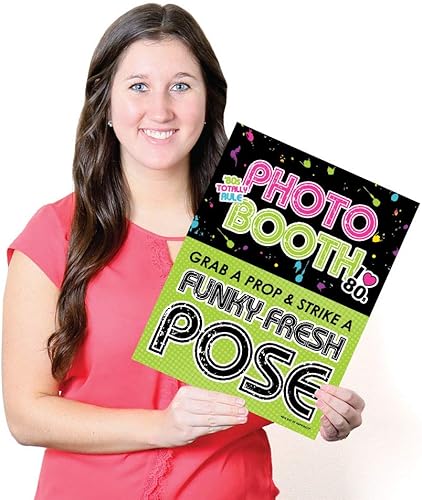 Miniatura 6 de Big Dot of Happiness Letrero retro para cabina de fotos de los años 80, decoraciones de fiesta de los años 80, impreso en material plástico