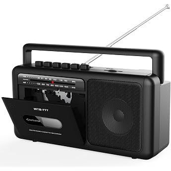 Portable Cassette Player Boombox Vintage AM/FM Stereo Radio with Bluetooth USB Headphone Jack Portable Cassette Recorder for Home or Outdoor Black