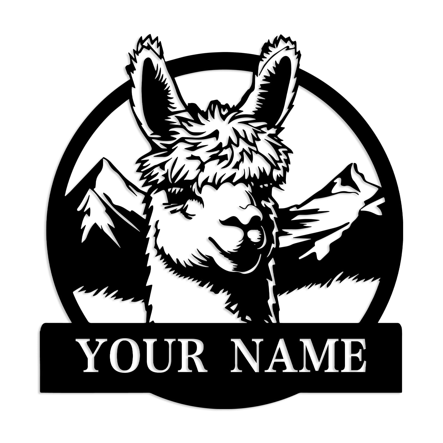 Kissesuu Alpaca C Personalized Custom Alpaca Metal Wall Decor, Custom Alpaca Metal Wall Art, Personalized Alpaca Lover Name Metal Sign, Personalized Alpaca Farm Name Sign, Alpaca Metal Wall Art Gift (Alpaca C)