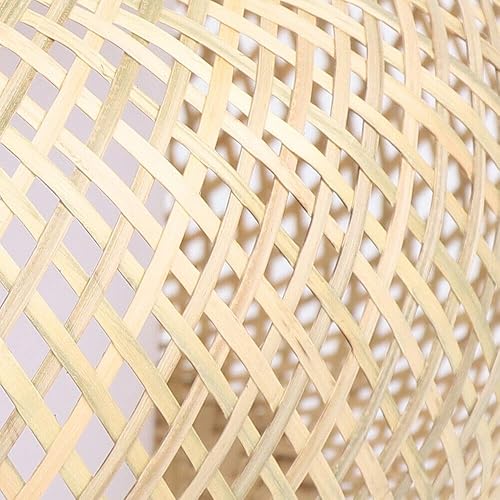 Miniatura 6 de Lámpara colgante rústica de ratán de bambú tejida a mano, jaula colgante de linterna de bambú narural, accesorios colgantes clásicos de ratán para