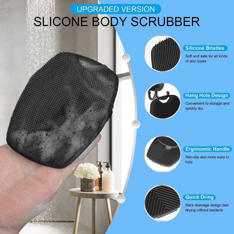 Image of Kimee Silicone Body Scrubber for Shower, Flexible Exfoliating Bath Pad, Deep Cleansing Skin Scrubber for Men & Women, Quick Dry Hygienic Body Wash Brush, Lightweight Easy Grip Design
