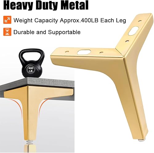 Miniatura 5 de Juego de 8 patas de metal para muebles de 6 pulgadas, patas doradas para muebles, patas de sofá de 6 pulgadas, patas de muebles modernas para sofá,