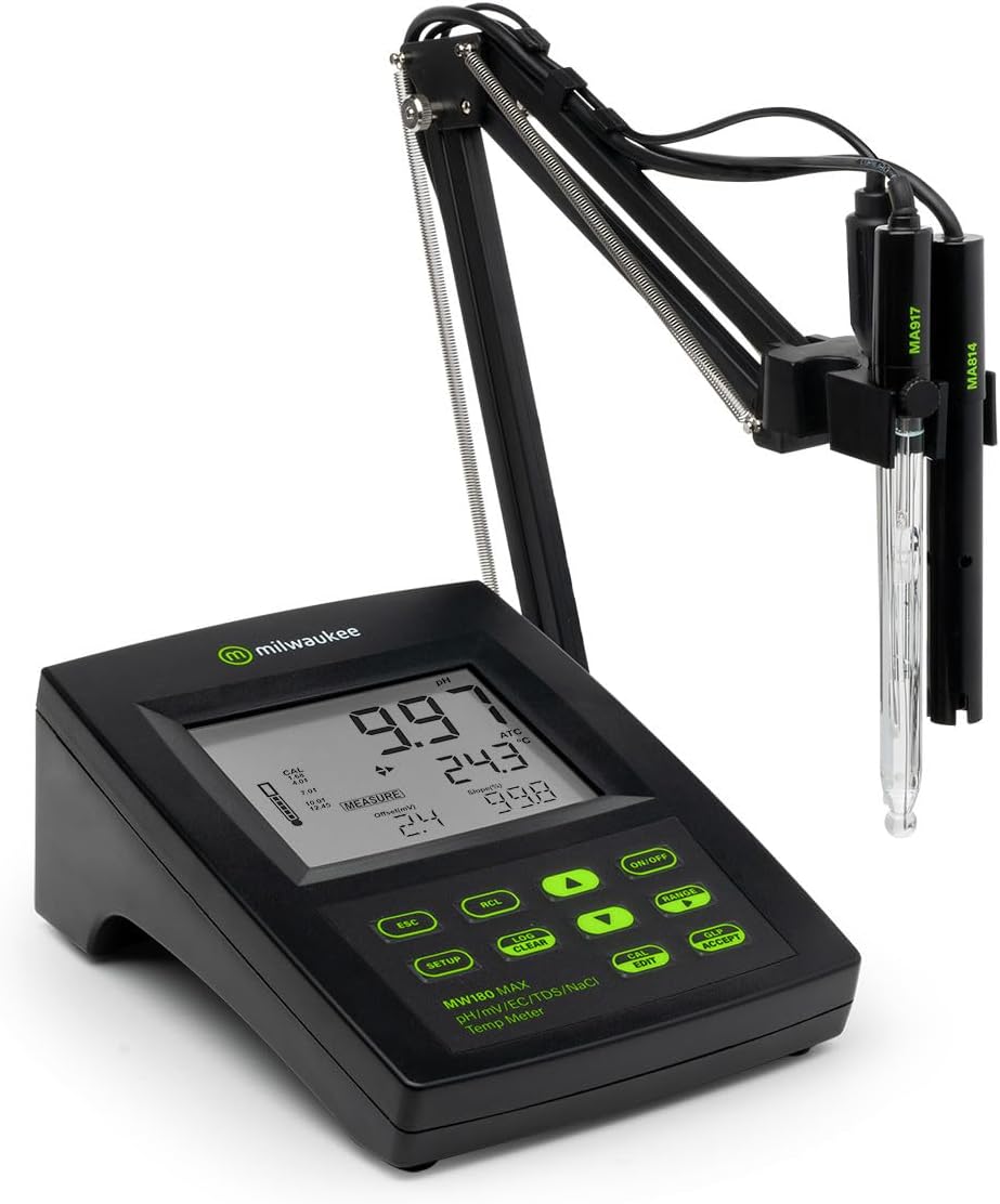 Milwaukee Two Channel pH/mv and EC/TDS/NaCl Bench Meter - MW180