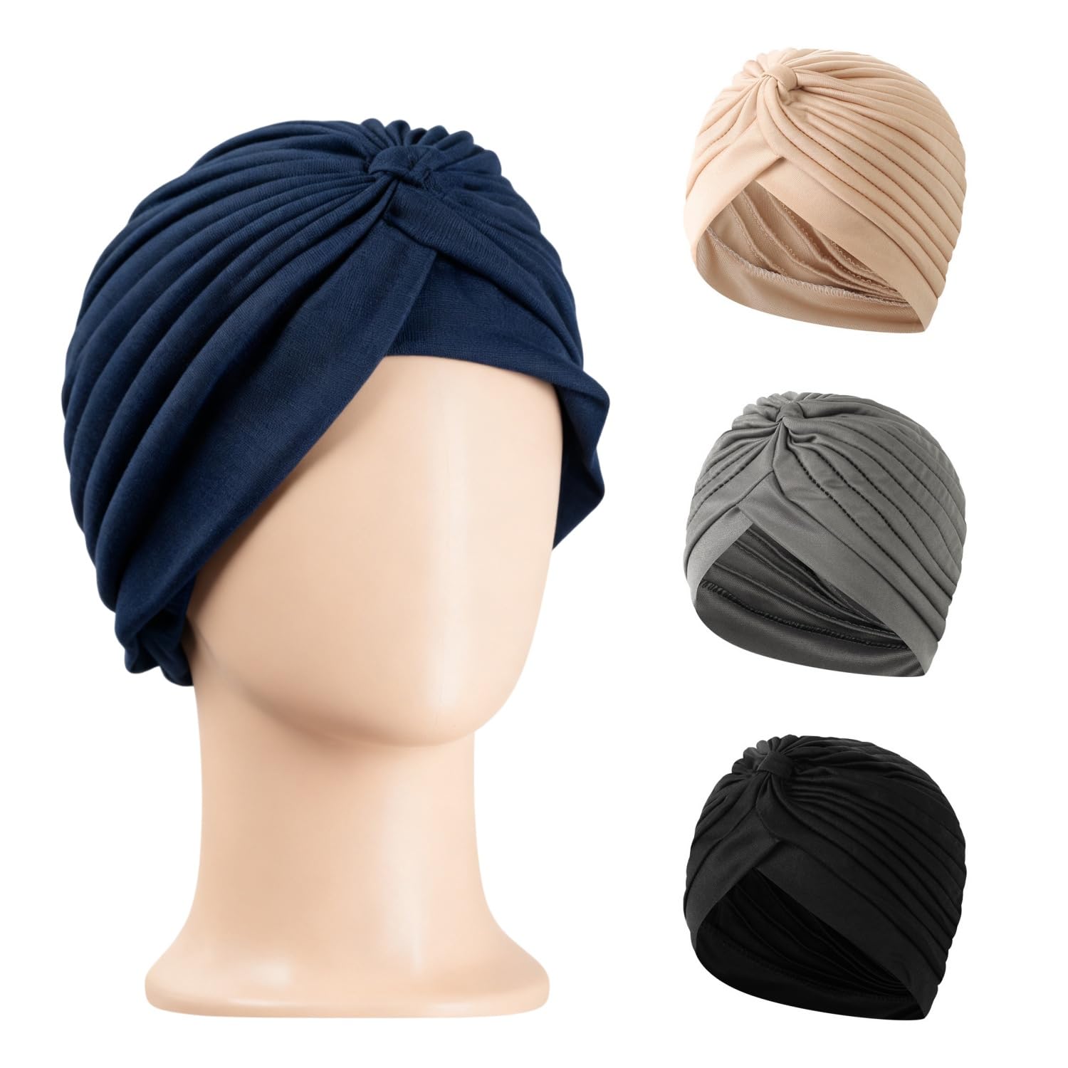Voarge 4 szt. Turban kapelusz, damska bandana chemioterapia, miękka, dla kobiet z wypadaniem włosów