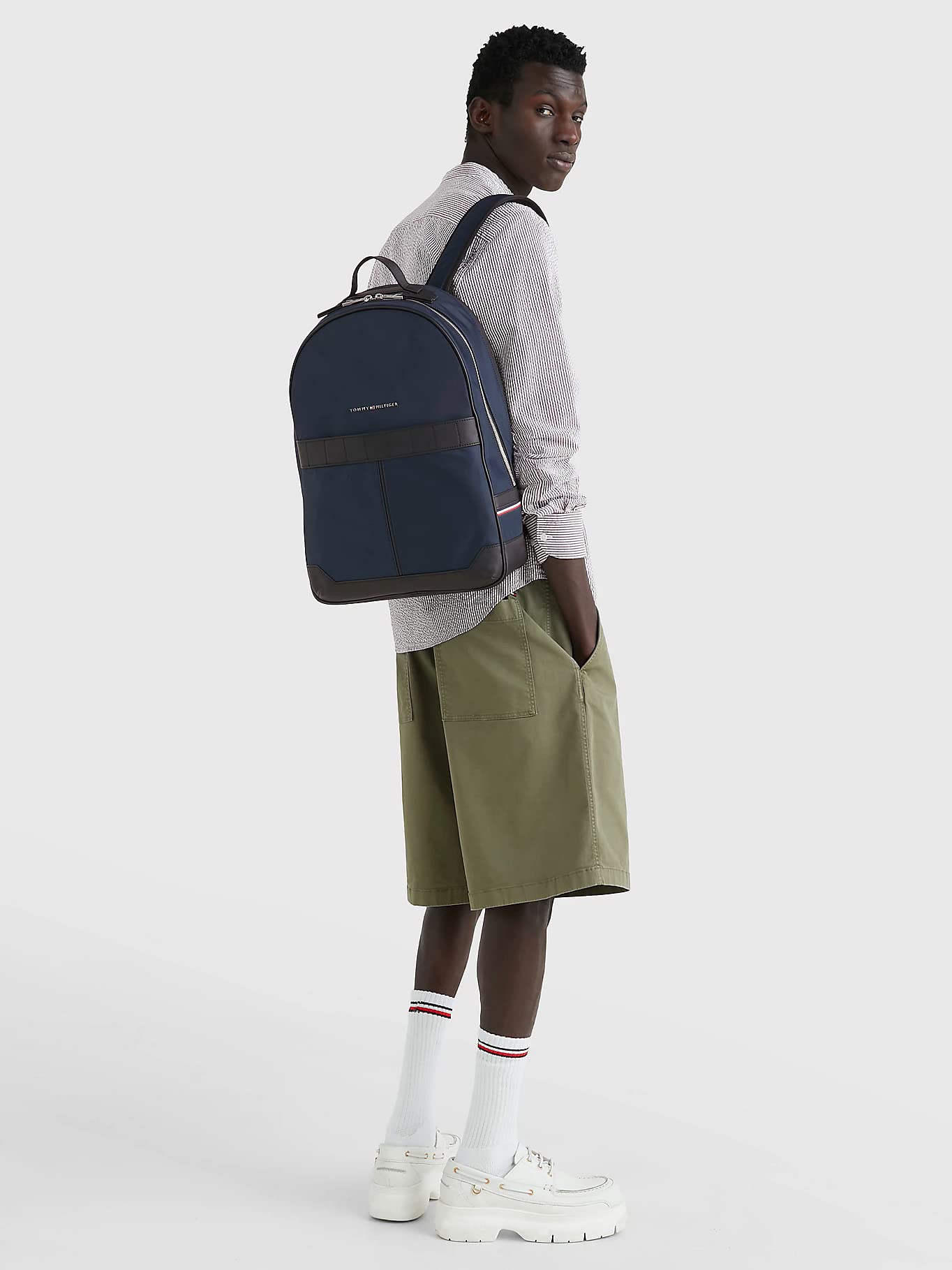 Tommy Hilfiger Hombre Mochila TH Elevated Nylon Backpack Equipaje de Mano, Azul (Space Blue), Talla Única