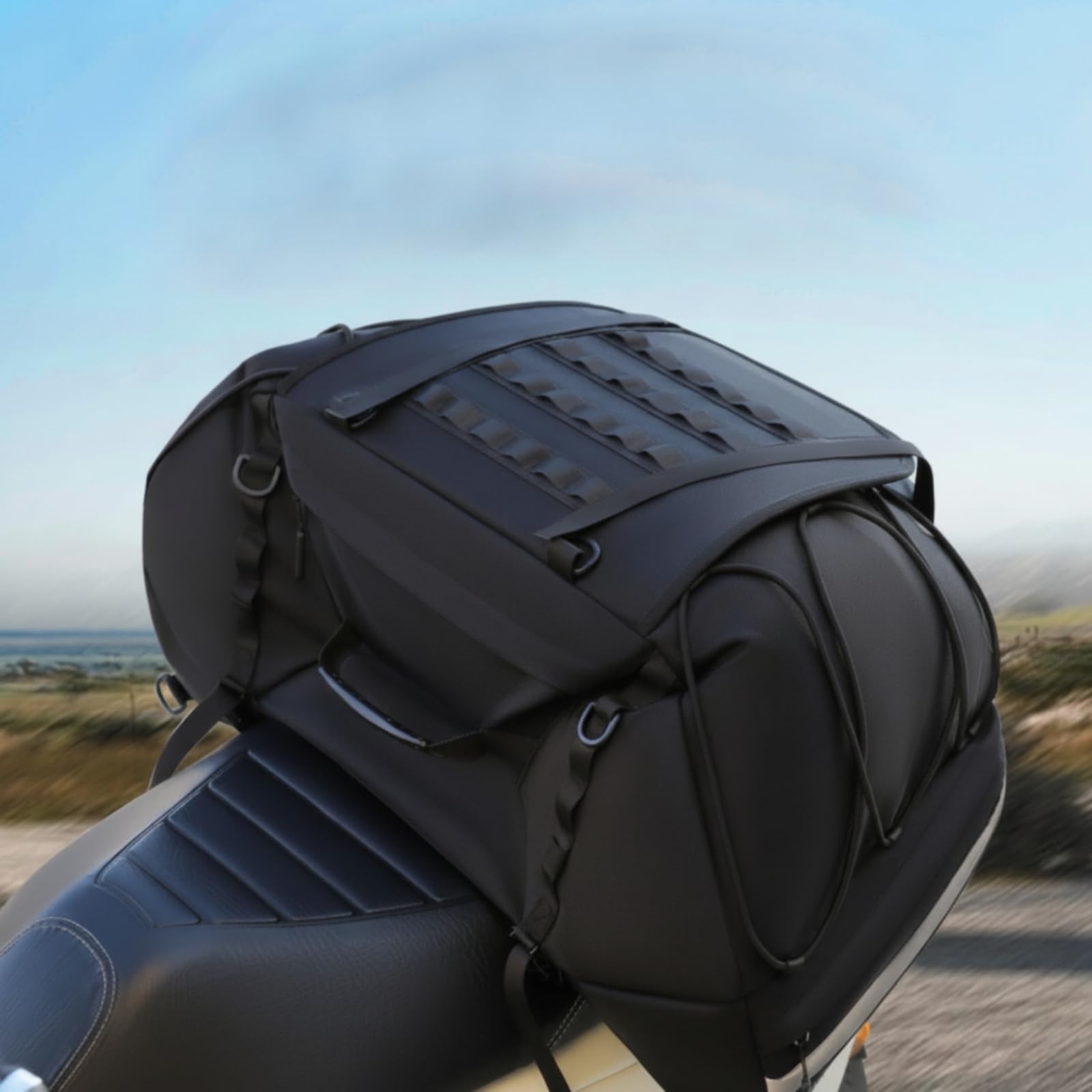 Bolsa Trasera de Bolsa Asiento Trasero Maleta Cola Equipaje Impermeable de Tela Oxford con Ajuste Firme y Elementos Reflectantes Adecuada para Viajes