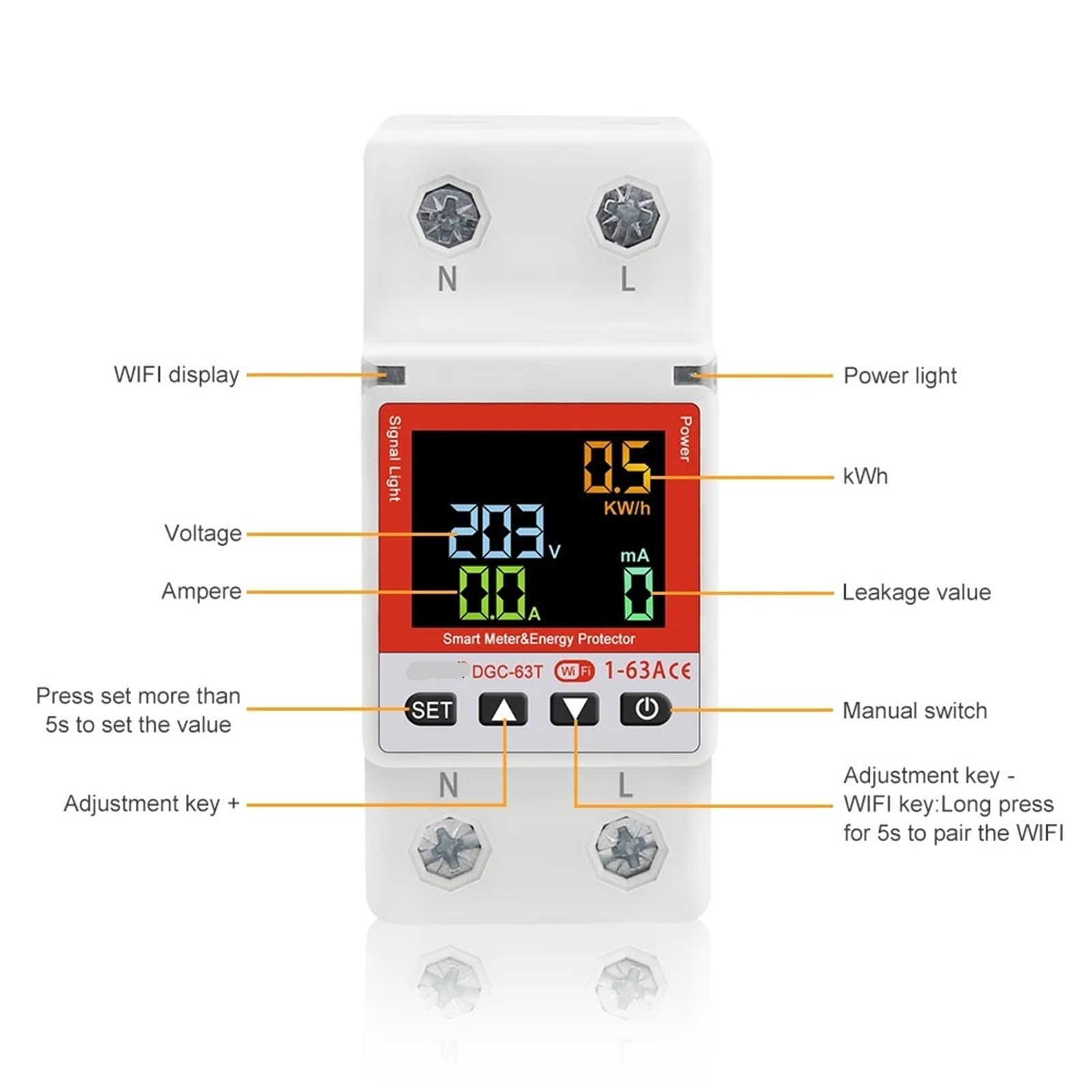 Compatible con el disyuntor inteligente Tuya WiFi 1-63A