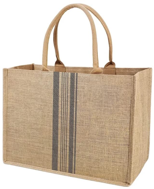GenericJute Tote Shoulder Shopping Bag, Inside Zipped Pocket, Water Resistant, Multiple Uses, Reusable