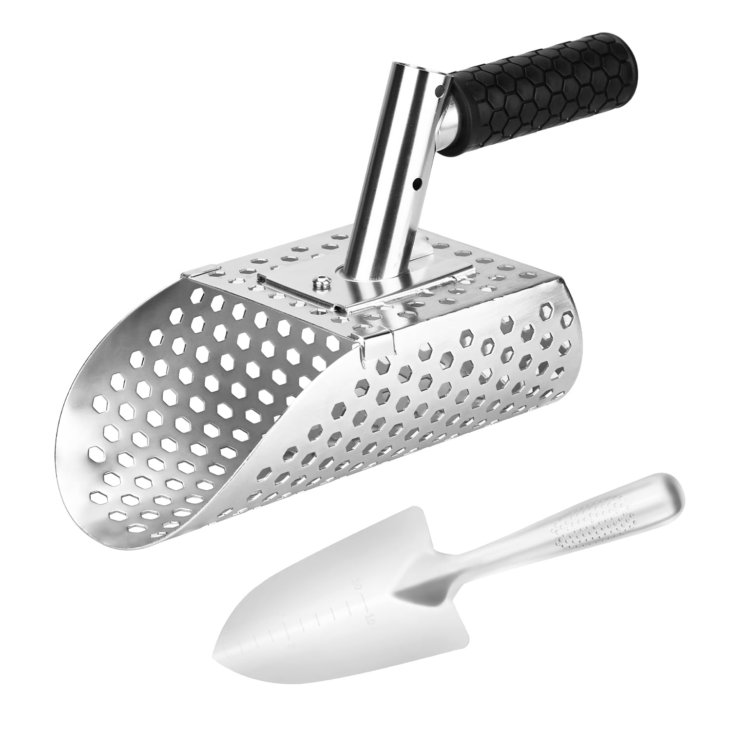 Kit 2 Palette per Metal Detector, Grande e Piccola in Acciaio Inox, Set Professionale per Appassionati di Ricerca Metalli