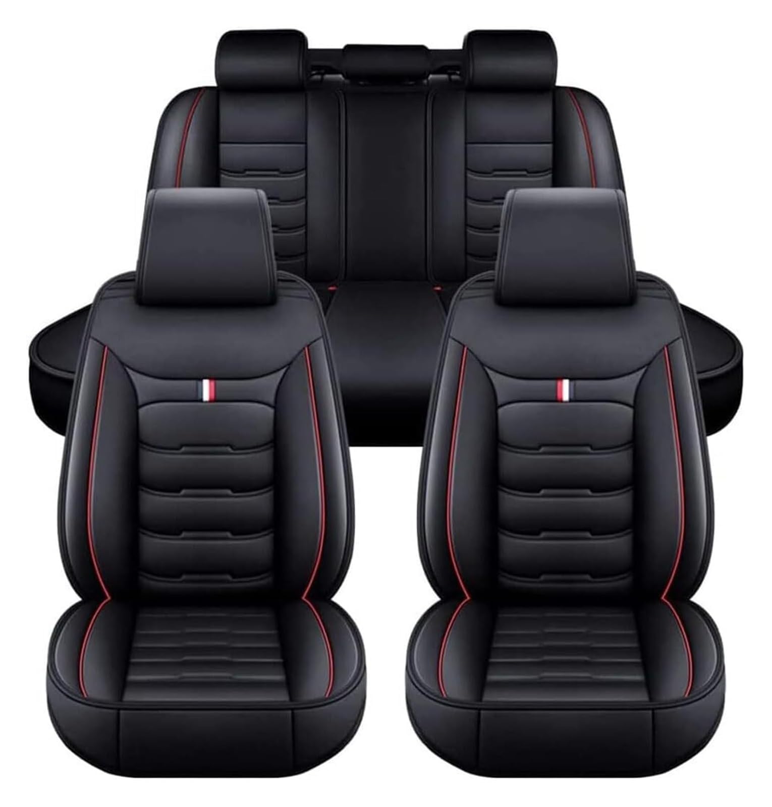 Auto Sitzbezüge Set für BMW 5 Series E28 E34 E39 E60 E61 F07 F10 F11 G30 G31 2000-2023, Komfortabler PU-Leder Allwetter AutoSitzbezug Vorne und Hinten Sitzschoner 5 Sitzer, Auto Innenraum Zubehör