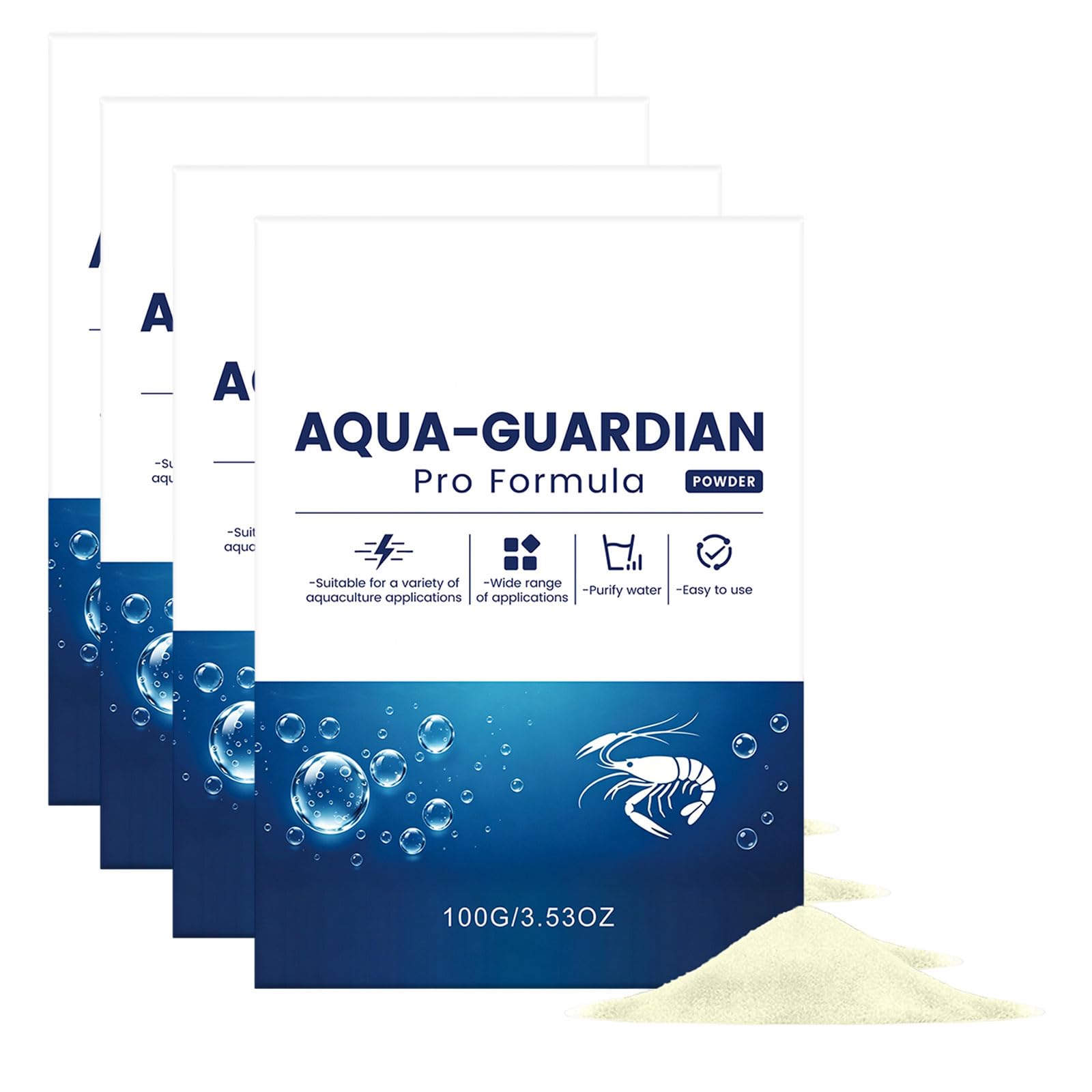 Aqua-Guardian Pro Formula Aquarium Water Care Powder, Algae Control, for Fish, Shrimp & Crab, 100g (4 PCS, B)