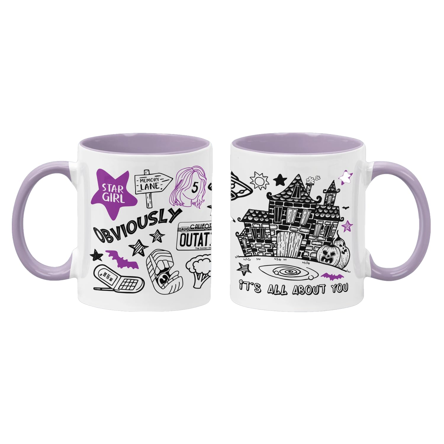SMARTYPANTS Battle of The Bands Coffee Tea Mug - Music Sheffield Gig Aberdeen Cardiff Tour Doodles 2004 Charlie Dougie Danny Tom James Music Album Concert Drinkware Gift Present (Lilac Handle)