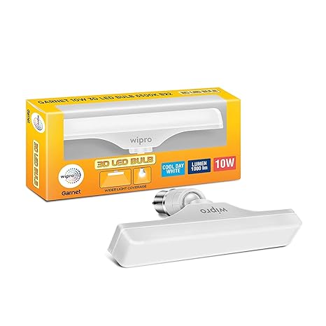 Wipro Garnet 10W B22 Linear or T Bulb 6500K (Regular White Light/Cool Day Light) - Pack of 3