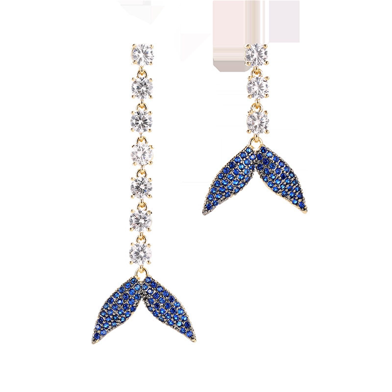 JINSHENGXIN Earrings Retro Earrings Asymmetrical Fishtail Earrings
