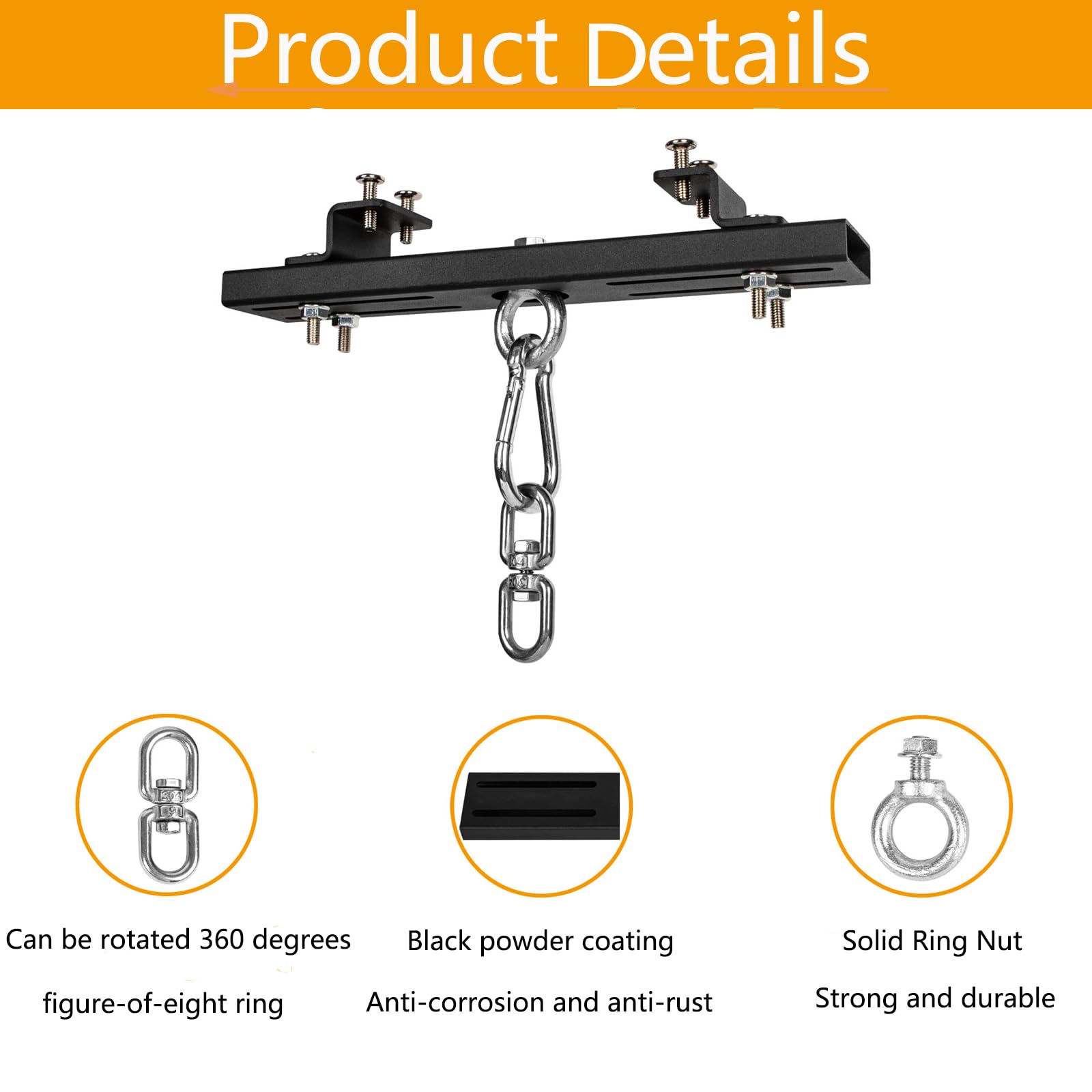 Collier de serrage en acier robuste, support de sac lourd, Muay Thai, entraînement MMA, anneaux de gymnastique, cordes d'escalade, support de sac lourd, capacité de 226,8 kg