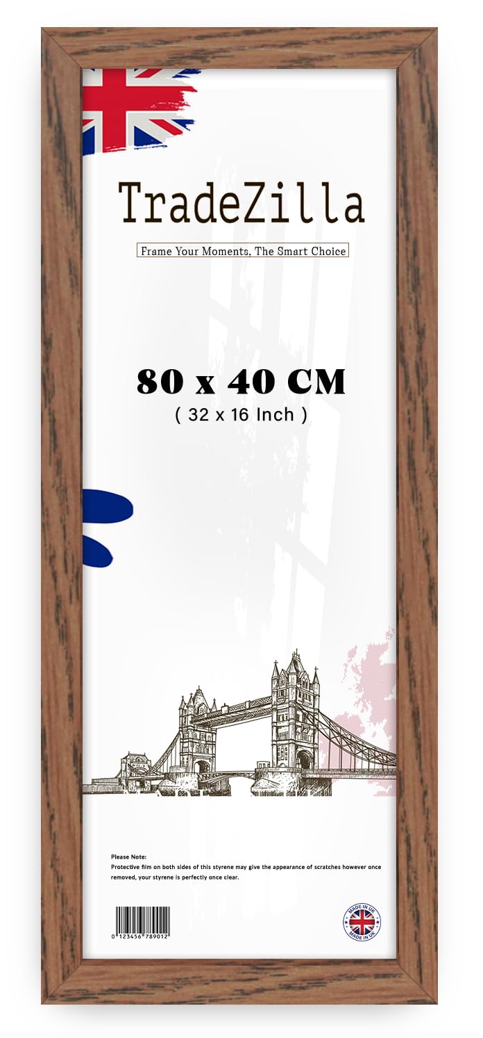 TradeZilla - Stunning Panaramic Picture/Poster Frame (80 x 40 CM) | MDF Eton Wood Hang Portrait/Landscape For Wall Gallery 32 x 16 Inch [ Dark Oak ]