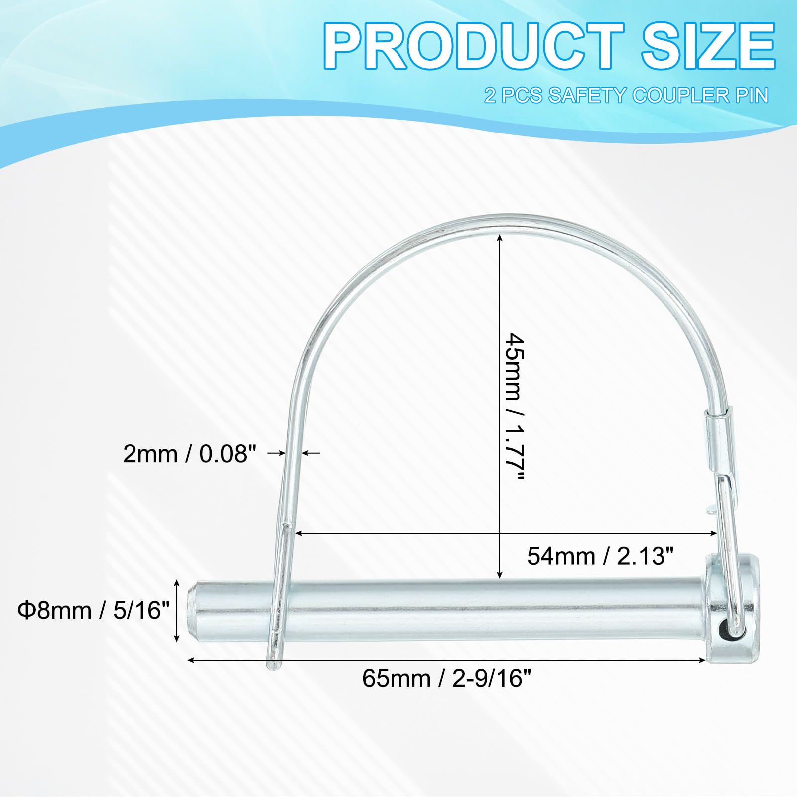 PATIKIL Trailer Coupler Pin 5/16x2-9/16x2.13"(D*L*IW) - Image 2