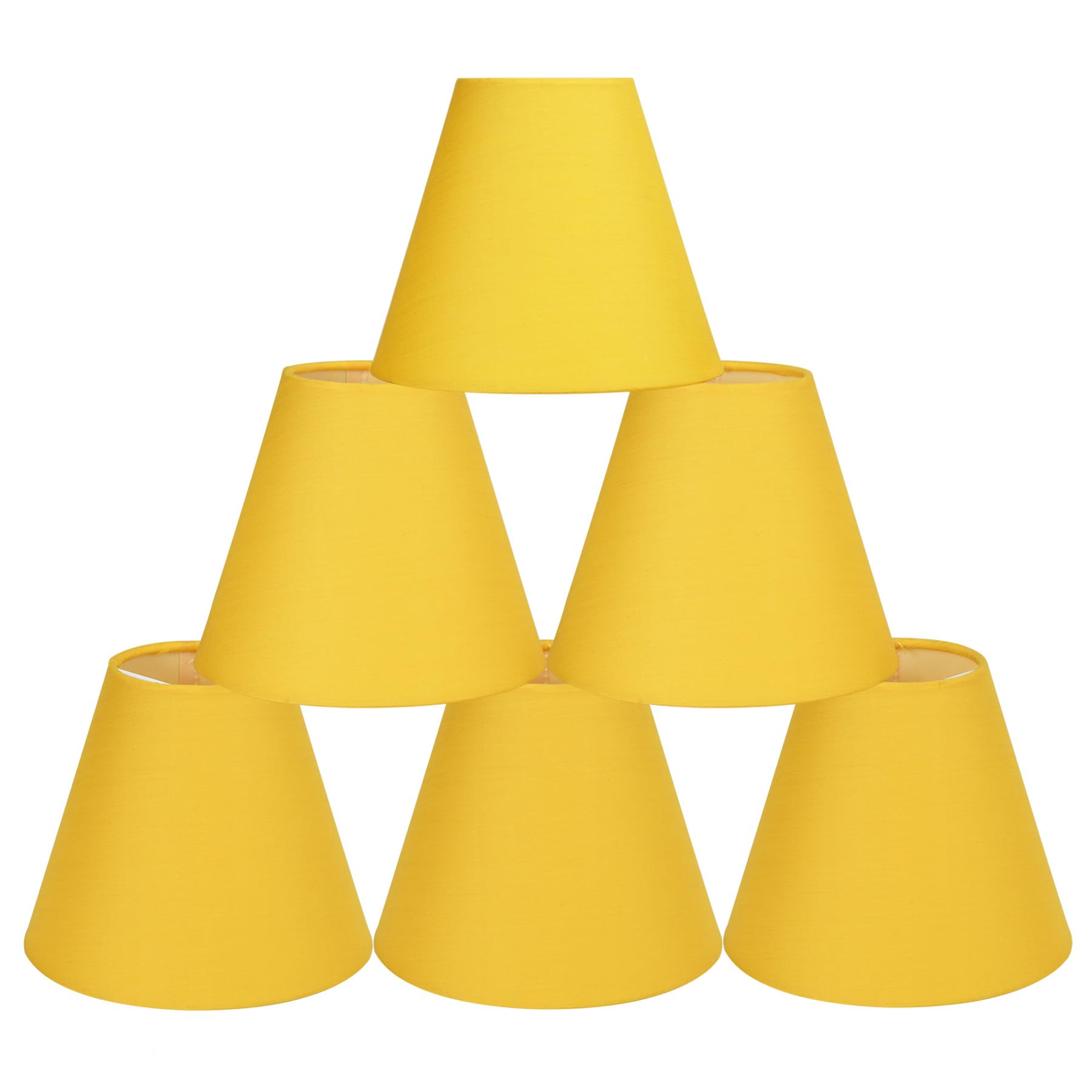 LAMPWELL GERO Yellow Clip on Chandelier Lamp Shades Set of 6,Small Lamp Shades Clip on bulb,6"×3"×H5",Mini Fabric Barrel Lamp Shade,FOR CANDLE BULB AND SMALL GENERAL BULB