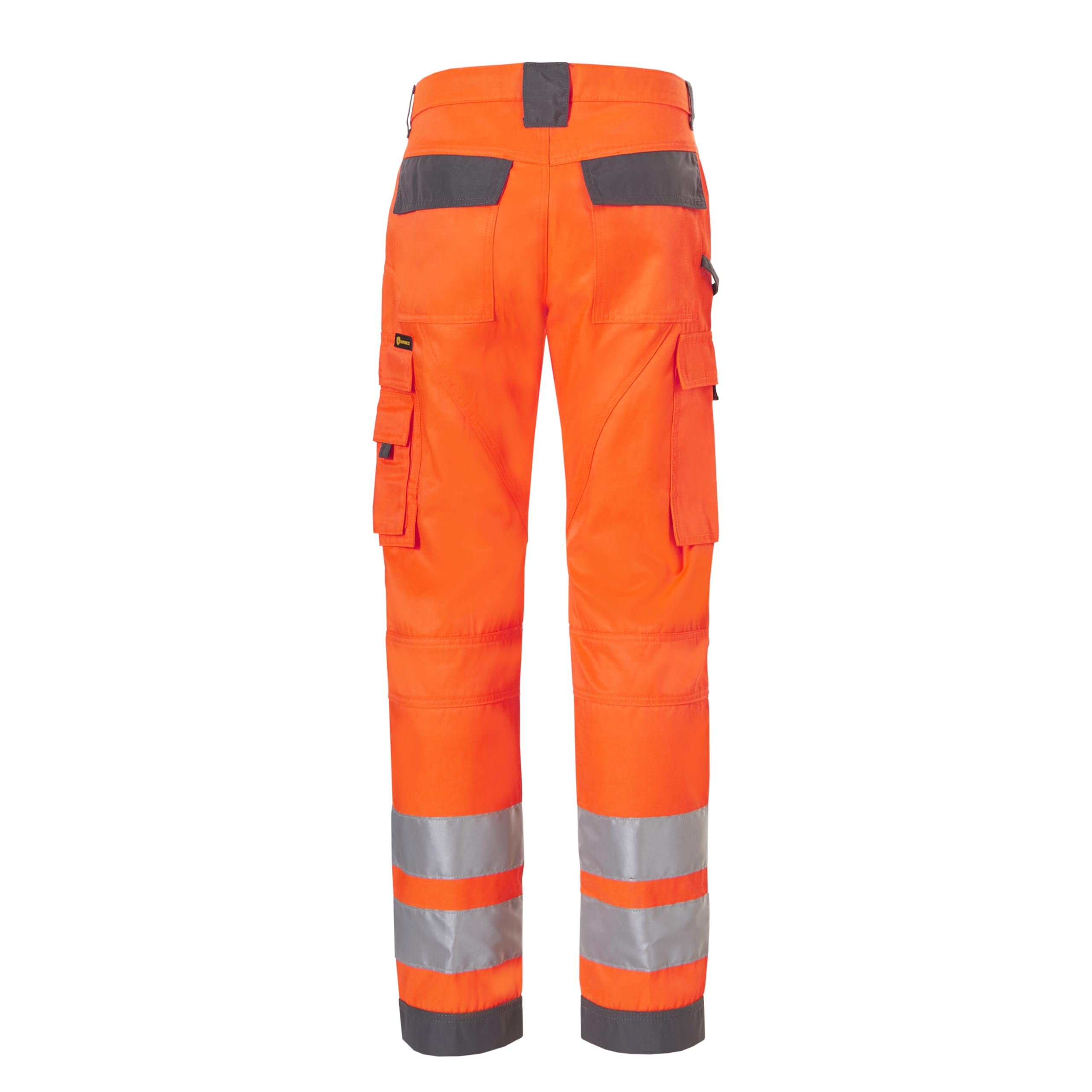 Rovince Safetyline Pantalón de Trabajo Alta Visibilidad Anti-garrapatas con Permetrina, EN ISO 20471, EN-17487:2025, hasta 100 Lavados, Naranja/Gris