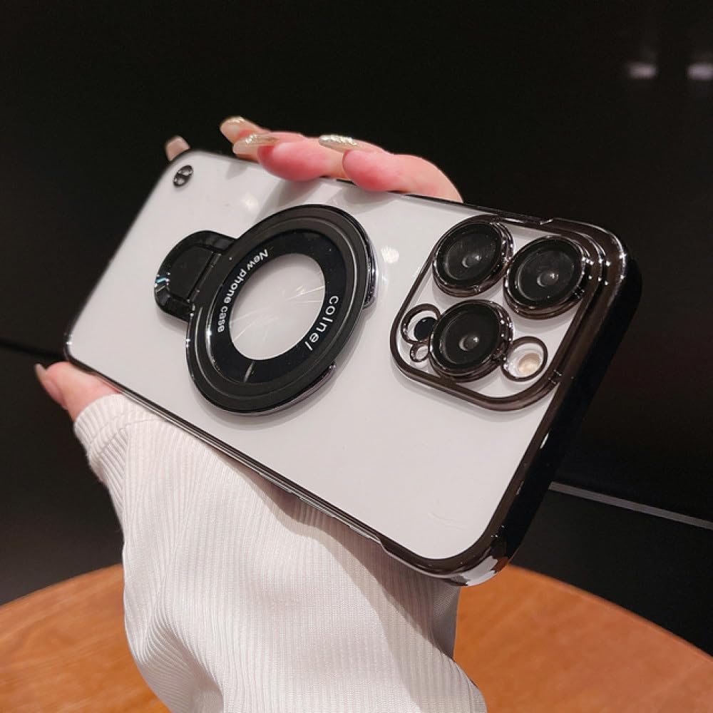 Étui de support magnétique pour iPhone 14 Pro Max et 13 coque PC transparent - 8