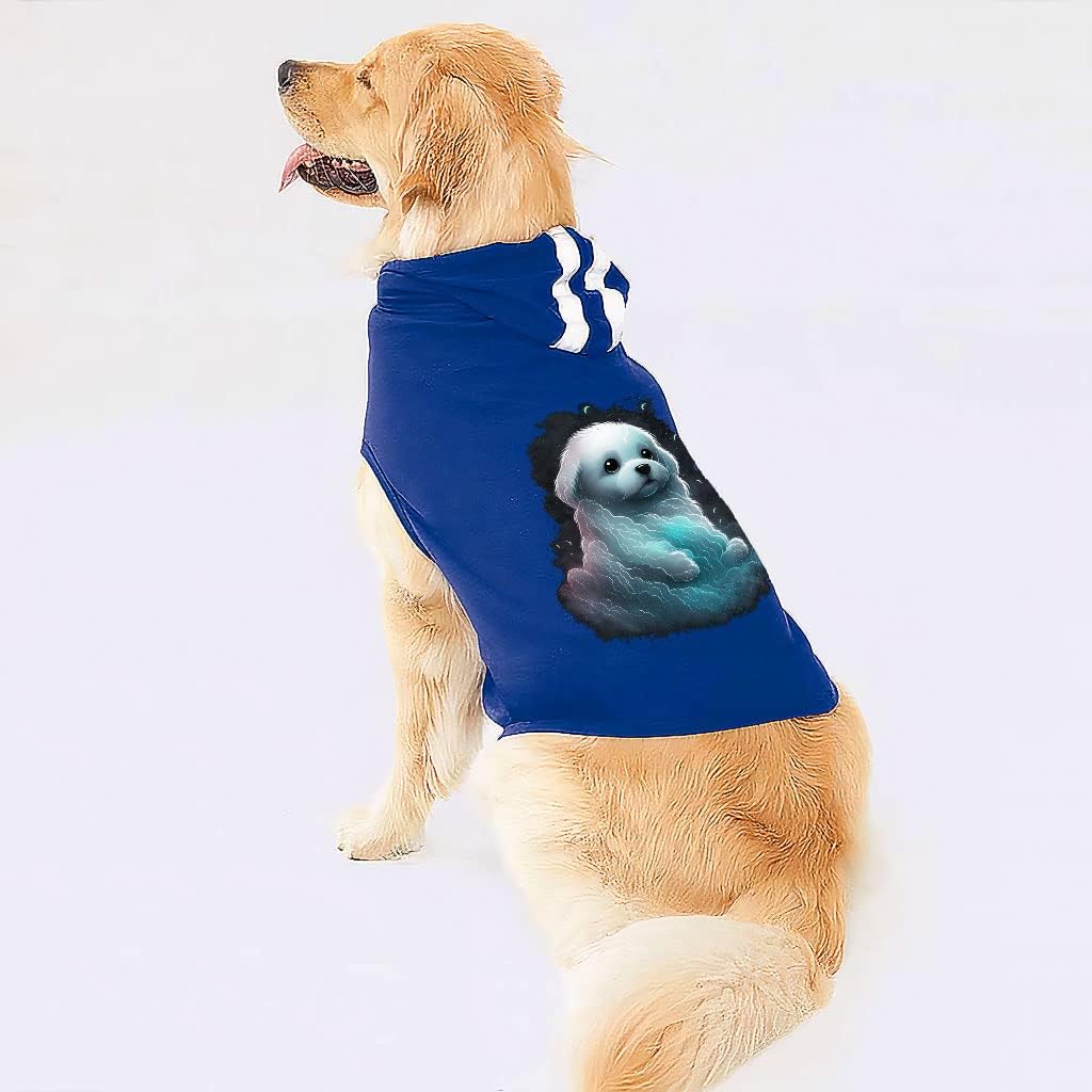 Cute Ghost Dog Shirt with Hoodie - Cartoon Ghost Dog Hoodie - Printed Dog Clothing - Pink White, L