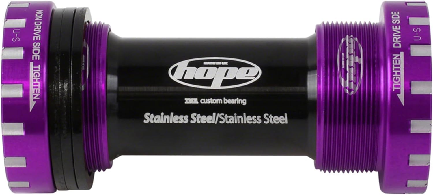 HOPE BSA Threaded Bottom Bracket - 68/73mm, for 24mm Spindle, Stainless, Purple