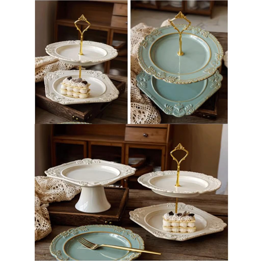 Stand di Dolci Delicata Alzata per Torta da Tavolo in Ceramica per servire ed esporre Torte da Dessert, Squisito Supporto per Snack per Ristorante Tea Party Regalo per l'arredamento