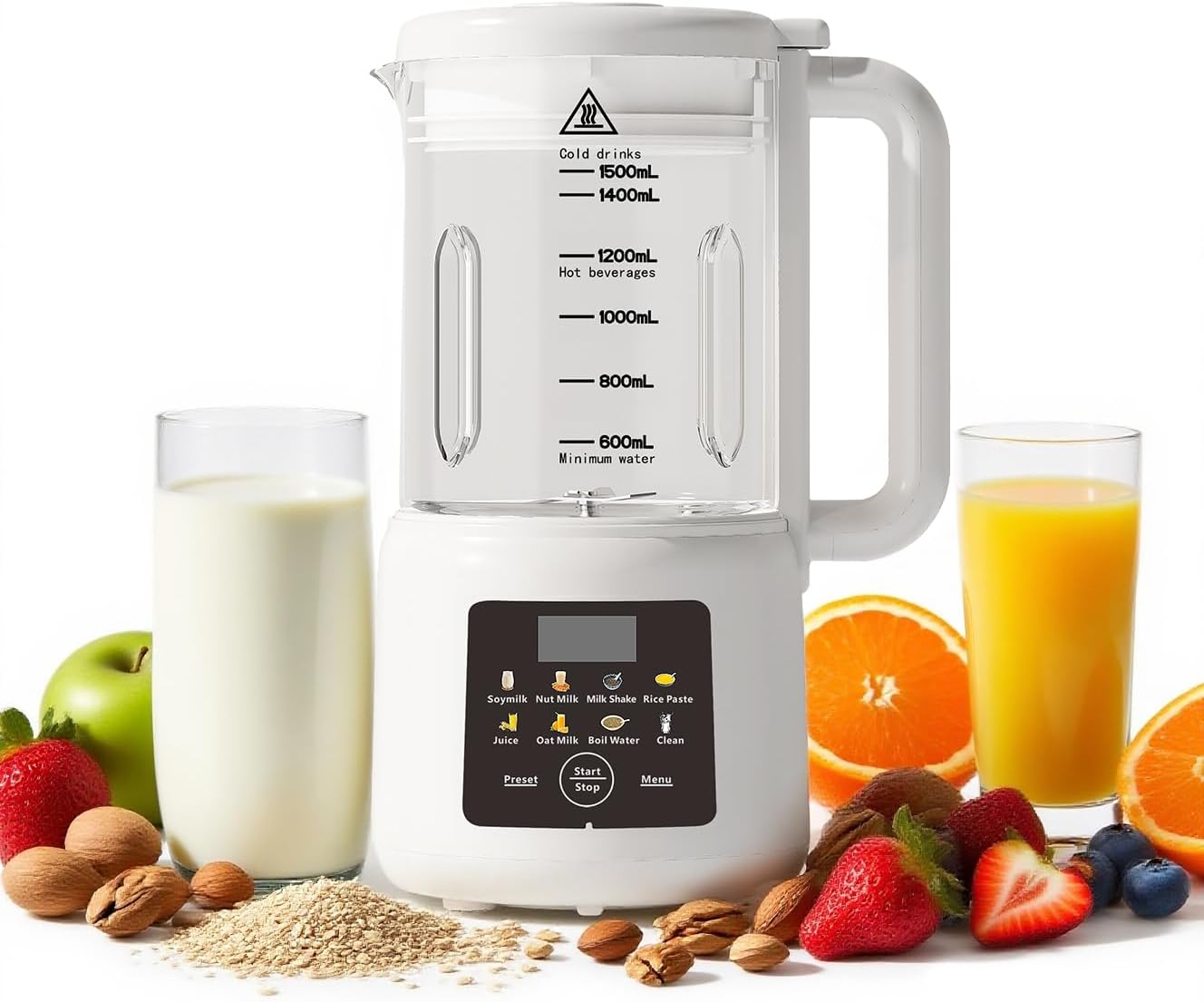 Nut Milk Maker,54oz Automatic Soy Milk Maker for Homemade Almond,Oat,Soy Milks and Non Dairy Beverages,Nut Milk Blender Machine with Delay Start/18 Hours Timer/Keep Warm/Self Clean (White)