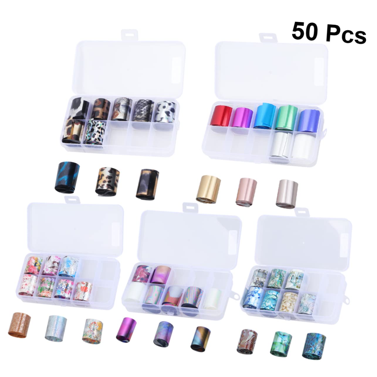 2 Series Pegatinas De Transferencia Foil Set Decoraciones Adhesivas Para Manicura Para Mujeres Únicos Y Fáciles De Aplicar 50 Rollos*2