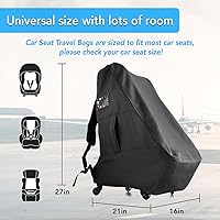 Vista 6 de Bolsa de viaje para asiento de automóvil con ruedas, bolsa de asiento de coche para avión, correa ajustable acolchada, portador de asiento
