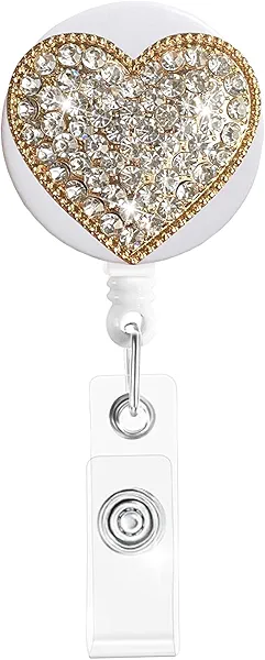 Retractable Badge Holder Rhinestone Bling Nursing Badge Reels with ID Clip for Nurses Doctors Students,24 inch Retractable Cord