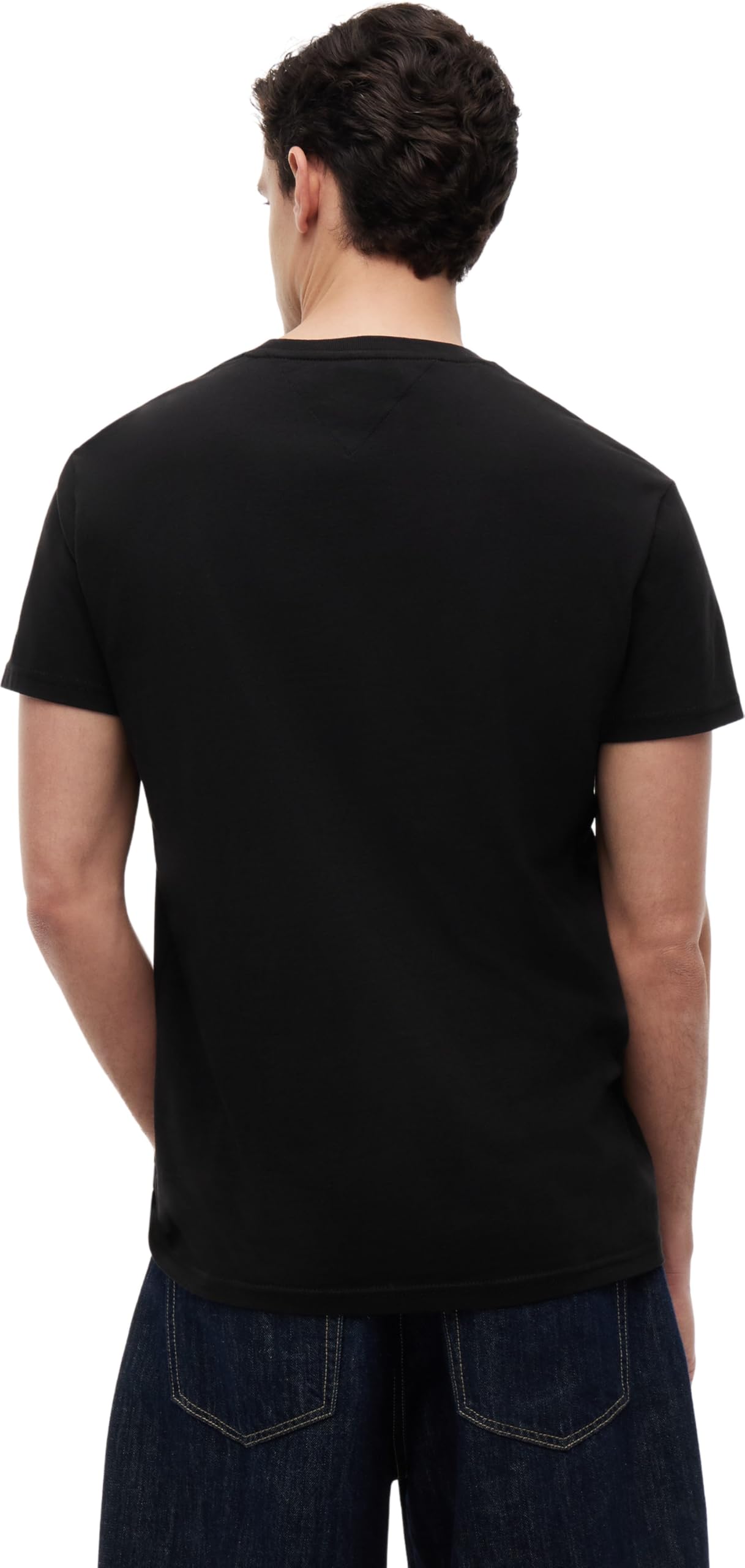 Tommy Jeans Męska koszulka TJM REG Linear Logo TEE EXT DM0DM20744BDS010 S/S, czarna (czarna), 4XL, czarny (czarny), 4XL Duże Rozmiary
