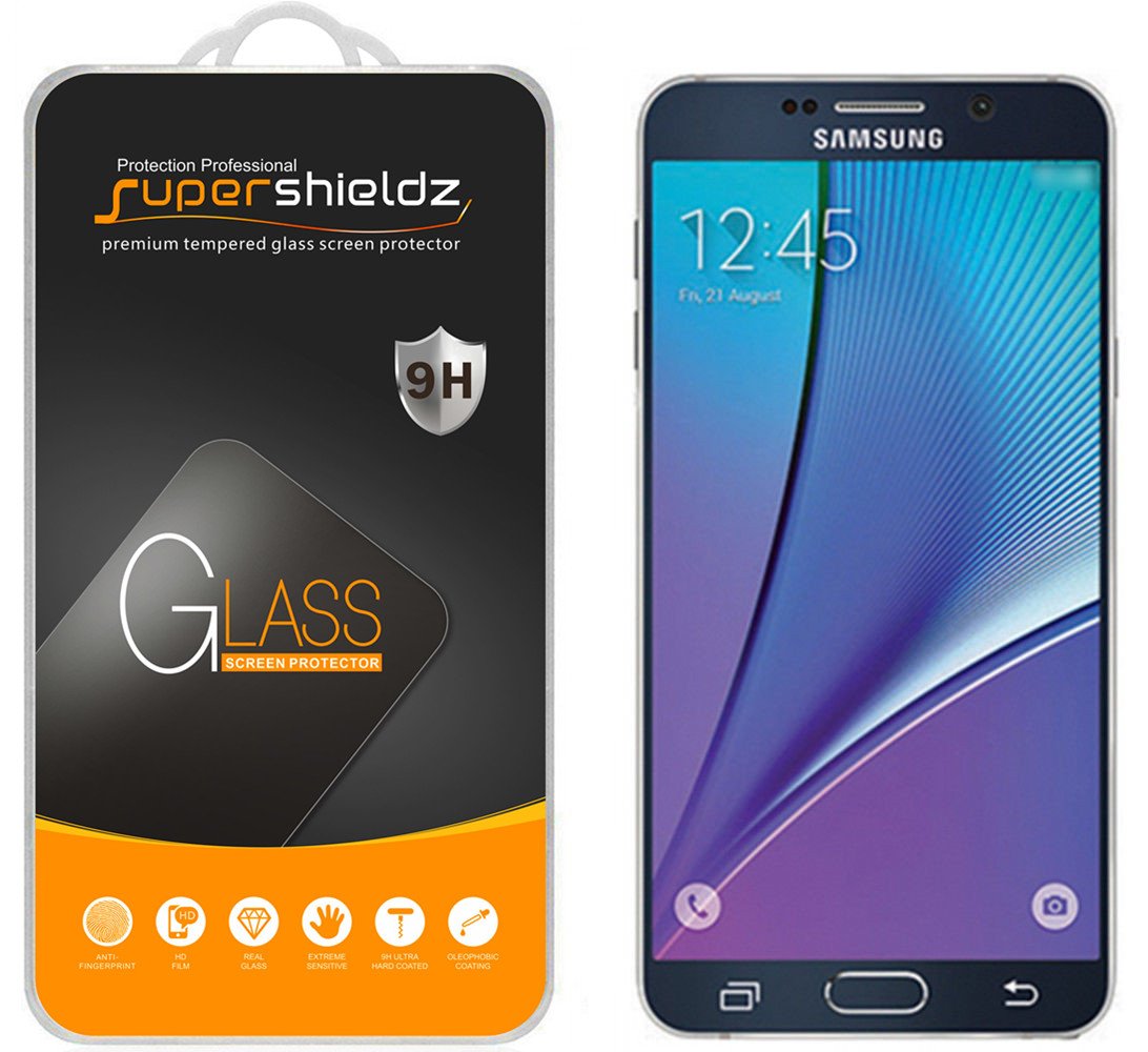 Supershieldz Designed for Samsung Galaxy Note 5 Tempered Glass Screen Protector, Anti Scratch, Bubble Free