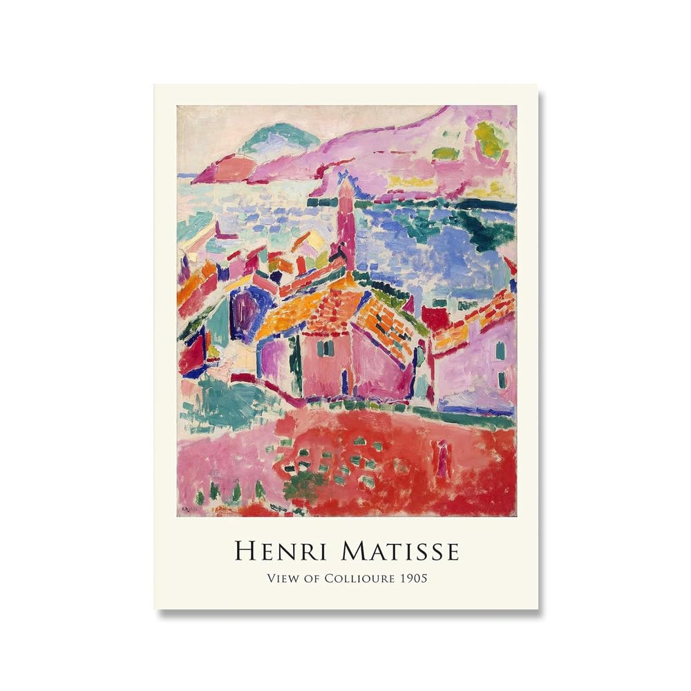 QSDTGHUIKP Henri Matisse Wall Art Henri Matisse View of Collioure Poster and Prints Abstract Canvas Painting for Home Wall Picture Decor 16x24inx1 Frameless