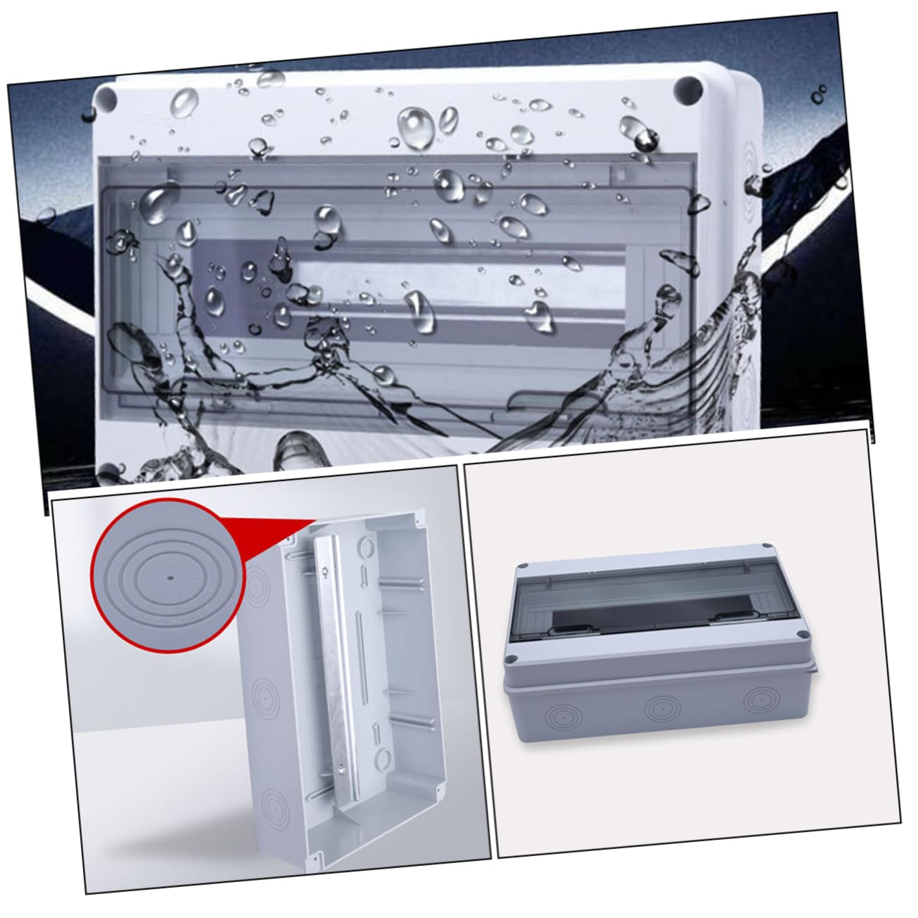 Caja de Distribución Eléctrica de Superficie, Plástico Blanco, Ip65, 15 Circuitos, Resistente Intemperie para Uso Exterior
