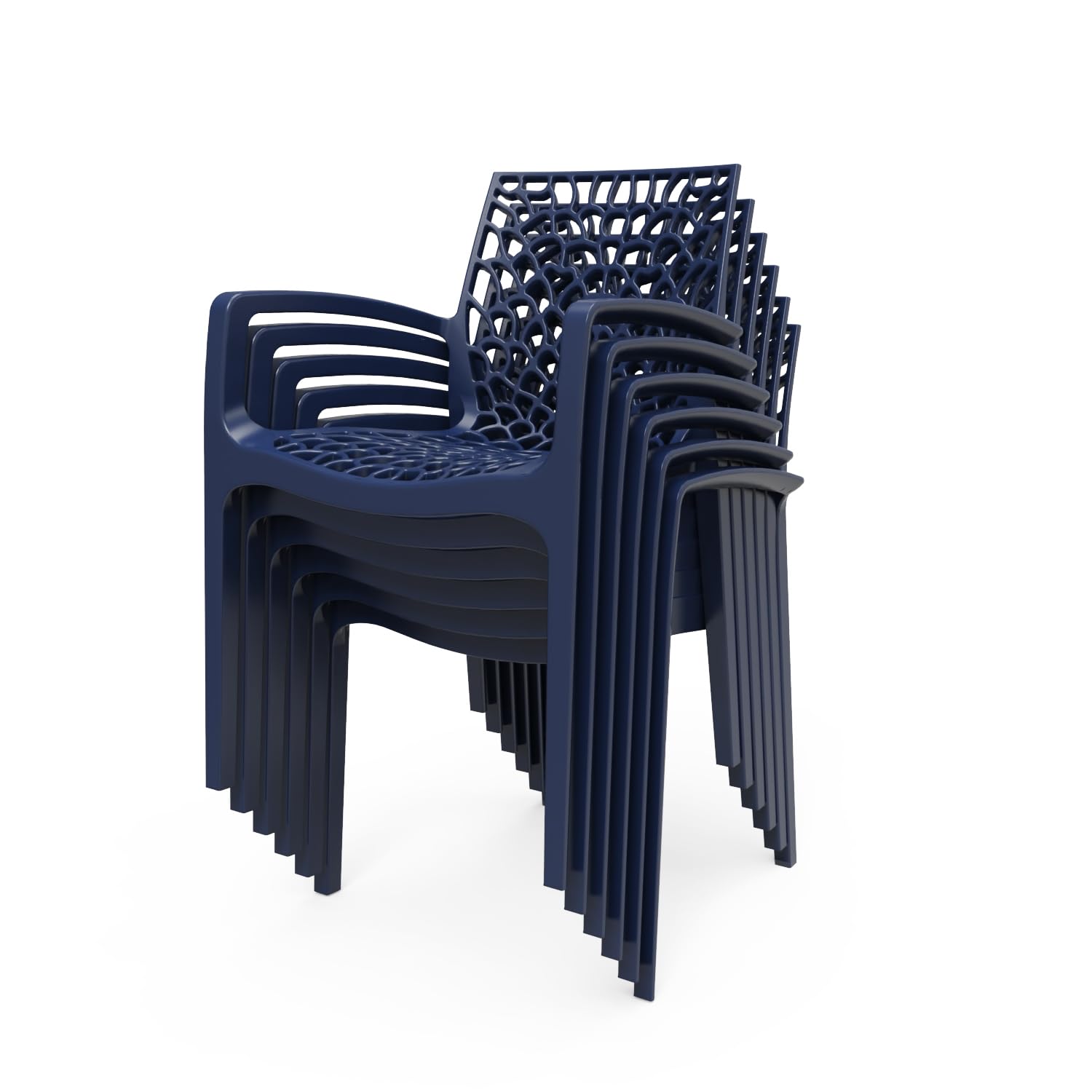 Metro Professional Fauteuil de terrasse Saphir, Empilable, Plastique, 56.5 x 55 x 81 cm (Bleu Pétrole)