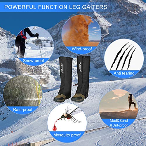 V VONTOX Leg Gaiters, Waterproof Rainproof Snow Boot Nylon Gaiters(M) for Women/Men, Adjustable Breathable Gaiters for Hiking, Hunting, Snowshoeing, Garden - Thumbnail 4