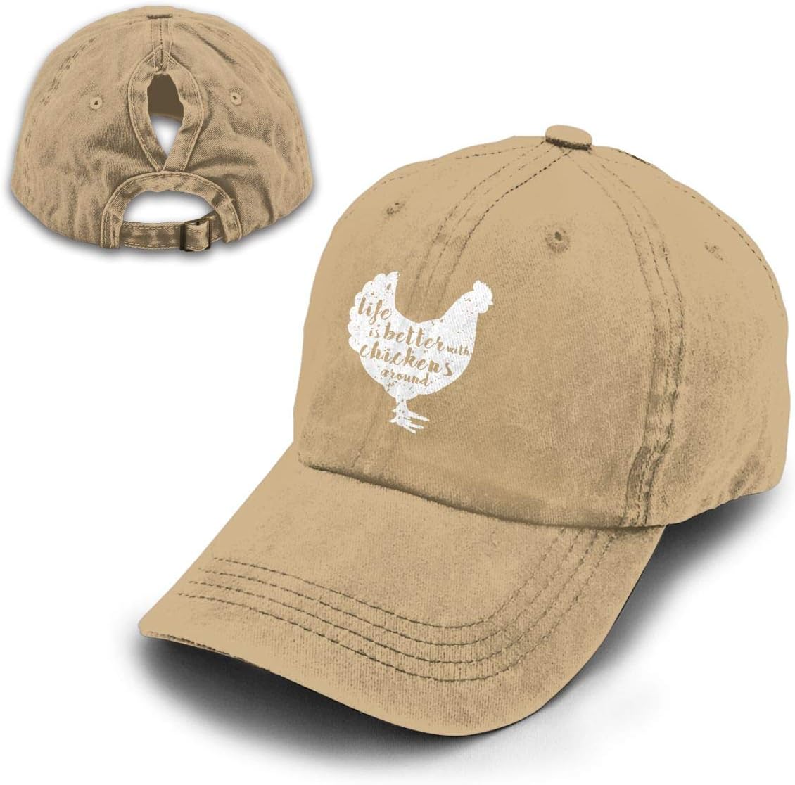 Life is Better with Chickens Around Vintage Adjustable Ponytail Cowboy Cap Gym Caps for Female Women Gifts image 5