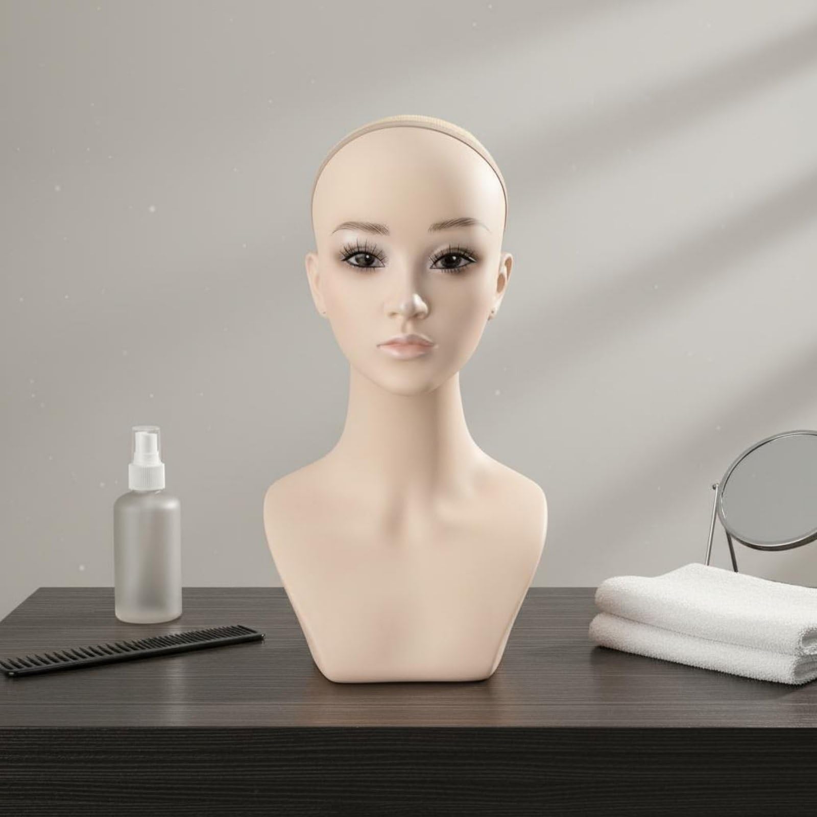 Cosplay Perücke Kopf PVC Modellkopf mit Filigranen Gesichtszügen Sicheren Schultern Und Weicher Oberfläche für Fotoaufnahmen Stylistenstudios Hutläden