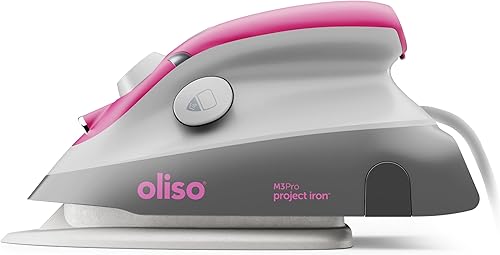 oliso Plancha de vapor M3Pro Project con Solemate Plancha de cerámica de 1000 W y luz LED para costura, acolchado, manualidades y viajes, color